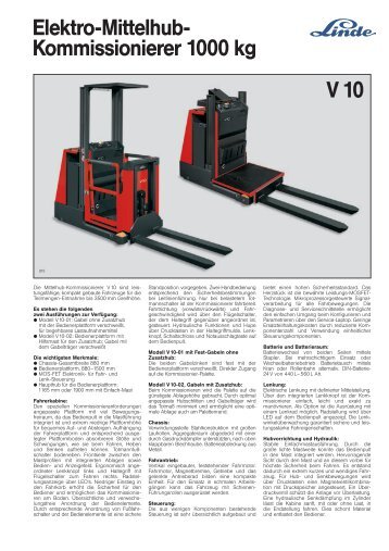 Elektro-Mittelhub- Kommissionierer 1000 kg V 10 - suffel