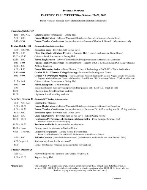 PDF Schedule - Suffield Academy