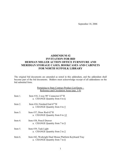 Addendum 2 Invitation For Bid Herman Miller Action City Of