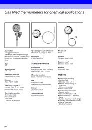 Gas filled thermometers for chemical applications