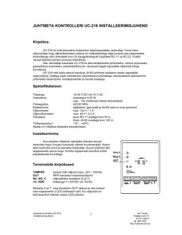 UC216 installatsiooni juhend