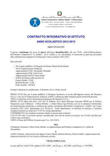 Contratto Integrativo di Istituto a.s. 2012/13 - IC Galilei