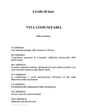 Livello di base VITA COMUNITARIA - RnS Sicilia