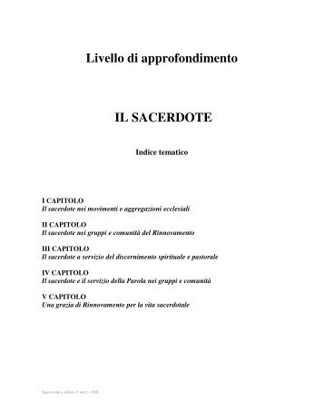 Livello di approfondimento IL SACERDOTE - RnS Sicilia