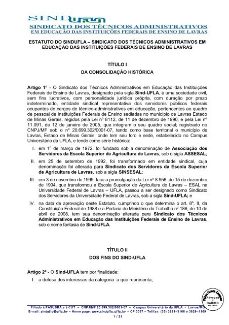 estatuto em pdf - sindufla