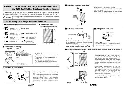 Xl Gc04 Swing Door Hinge Installation Manual Pat Sugatsune