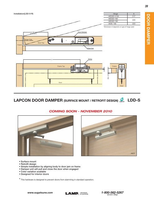 LAPCON DOOR DAMPER (RECESSED TYPE) LDD-V ... - Sugatsune