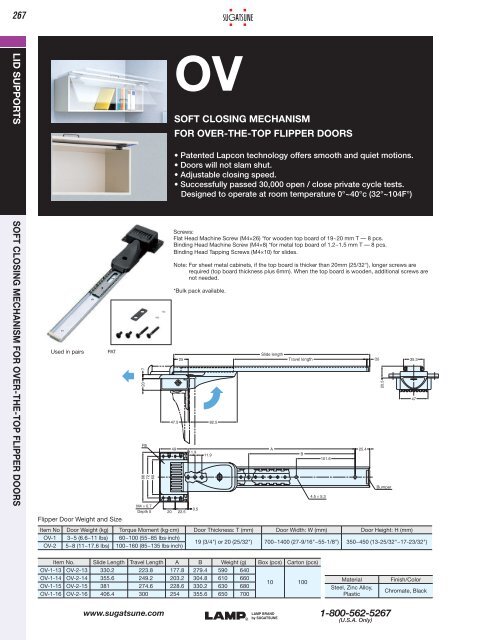 1-800-562-5267 267 lid suppor ts soft closing mechanism for over ...