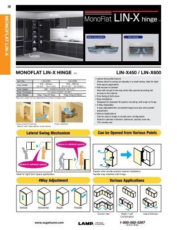 MONOFLAT LIN-X HINGE LIN-X450 / LIN-X600 ... - Sugatsune