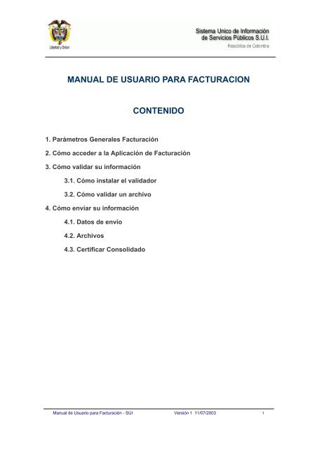 manual de usuario para facturacion contenido - Sistema Unico de ...