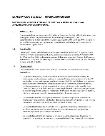 etaservicios saesp â operaciÃ³n quibdo - Sistema Unico de ...