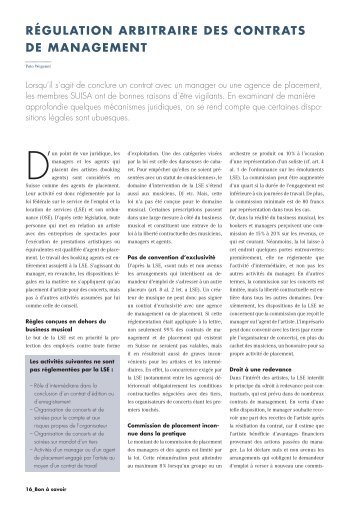 RÃ©gulation arbitraire des contrats de management (PDF ... - Suisa