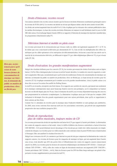 RAPPORT ANNUEL 2007 - Suisa