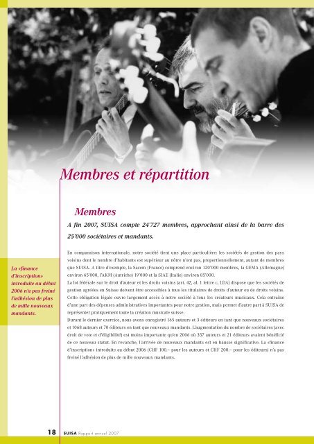 RAPPORT ANNUEL 2007 - Suisa