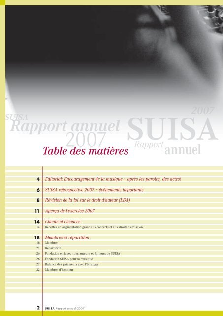 RAPPORT ANNUEL 2007 - Suisa