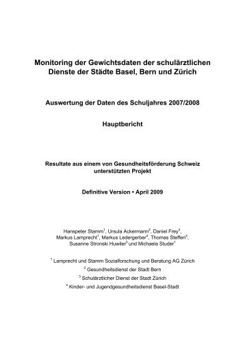 Monitoring der Gewichtsdaten der schulärztlichen ... - Suisse Balance