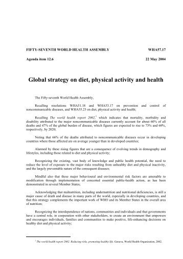 Global strategy on diet, physical activity and health