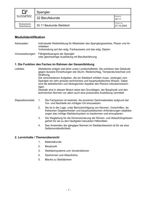 32.11 Baukunde Steildach 27.4 KB pdf - Suissetec