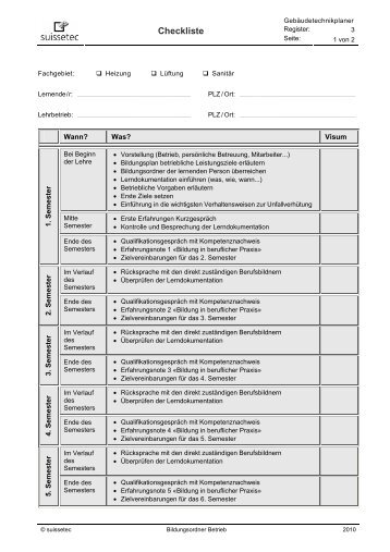 Checkliste 37.2 KB pdf - Suissetec