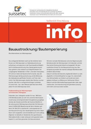 Bauaustrocknung | Bautemperierung 270 KB pdf - Suissetec