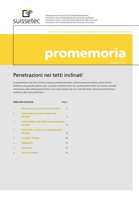 Penetrazioni nei tetti inclinati 1.27 MB pdf - Suissetec