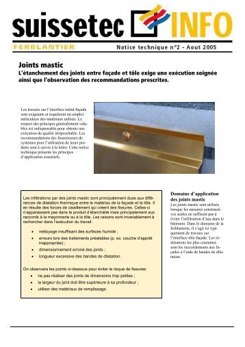 Joints mastic 365 KB pdf - Suissetec