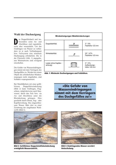 Das Metalldach und seine AnschlÃ¼sse 668 KB pdf - Suissetec