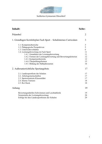 Suitbertus-Gymnasium Schuleigenes Curriculum Sport