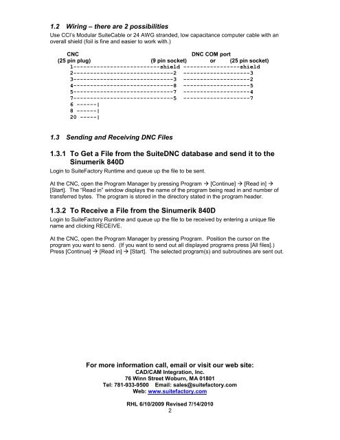 CNC Communications Setup RS-232 or Networked ... - SuiteFactory