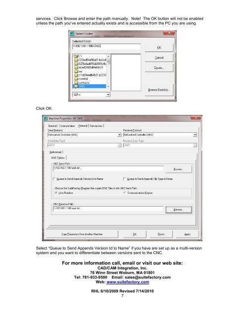 CNC Communications Setup RS-232 or Networked ... - SuiteFactory