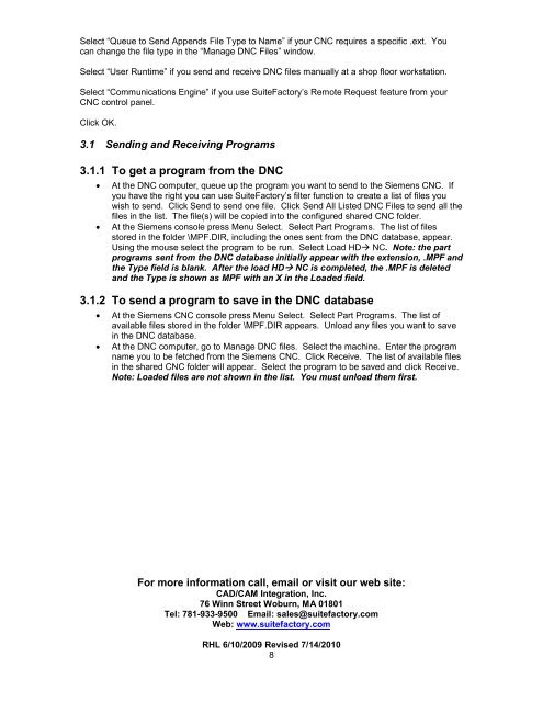 CNC Communications Setup RS-232 or Networked ... - SuiteFactory