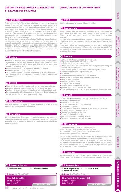 Catalogue des formations 2011 Ã  tÃ©lÃ©charger - sujetlibre