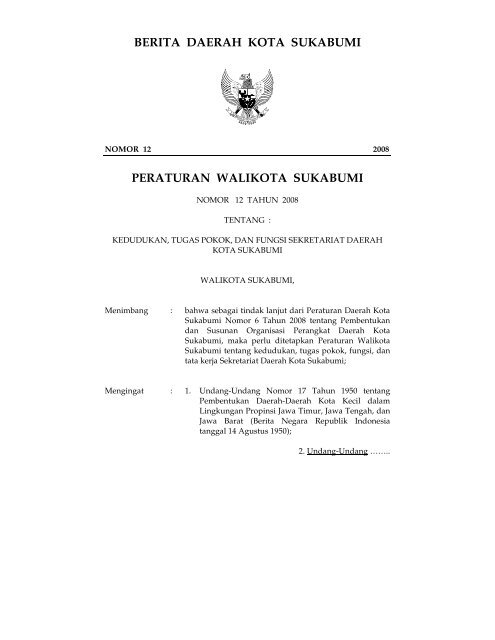 Berita Daerah Kota Sukabumi Peraturan Walikota