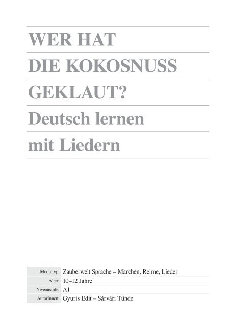 wer hat die kokosnuss geklaut? deutsch lernen mit liedern - Sulinet