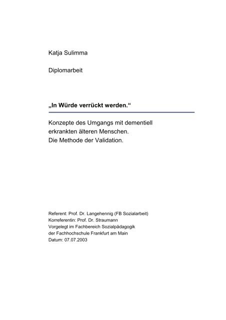 Konzepte Des Umgangs Mit Dementiell Erkrankten A Lteren