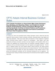 CFTC Adopts Internal Business Conduct Rules - Sullivan & Cromwell