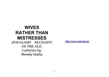 Wives Rather Than Mistresses By Hamdy Shafiq - Sultan