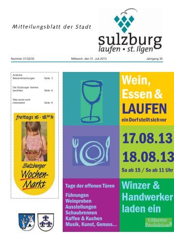 Mitteilungsblatt der Stadt Sulzburg KW 2013-31 vom 31.07.2013