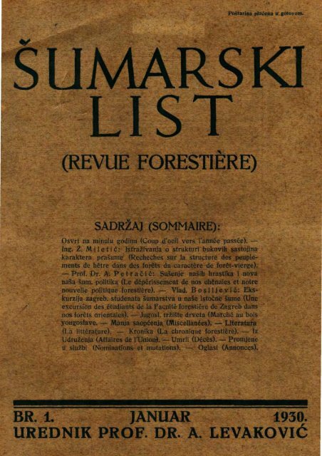 Å UMARSKI LIST 1/1930