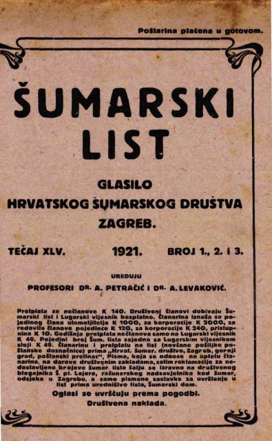 Å UMARSKI LIST 1-3/1921