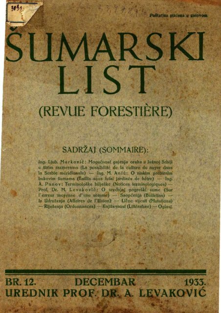 Å UMARSKI LIST 12/1933