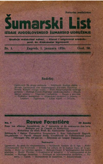 Å UMARSKI LIST 1/1926