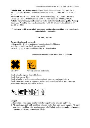 Etykieta Kendo 50 EW - Sumi Agro