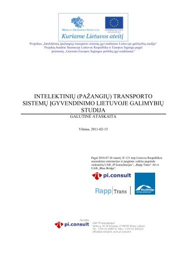 transporto sistemÅ³ Ä¯gyvendinimo lietuvoje galimybiÅ³ studija
