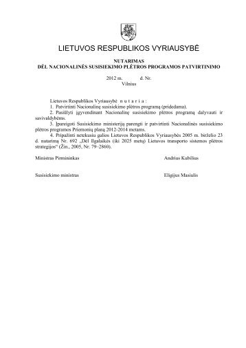 Susisiekimo sistemos plÄtros programos projektas
