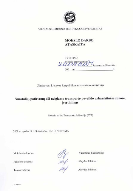 NuostoliÅ³, patiriamÅ³ dÄl neigiamo transporto poveikio urbanistinÄse ...