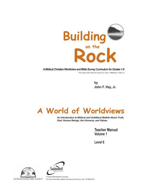 Worldview Teacher Manual samples - Summit Ministries