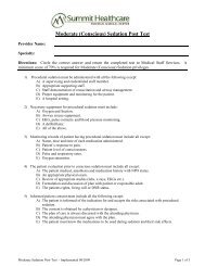 Moderate (Conscious) Sedation Post Test - Summit Healthcare