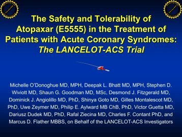 The Safety and Tolerability of Atopaxar (E5555) in ... - summitMD.com