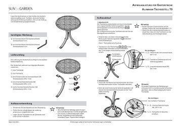 Aufbauanleitung für Gartentische, Aluminium Tischgestell 70 cm, D ...